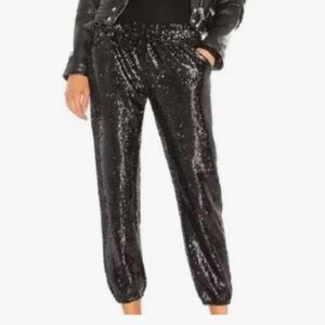 David Lerner New York Black Sequin Jogger Pants | Size Small | Lined